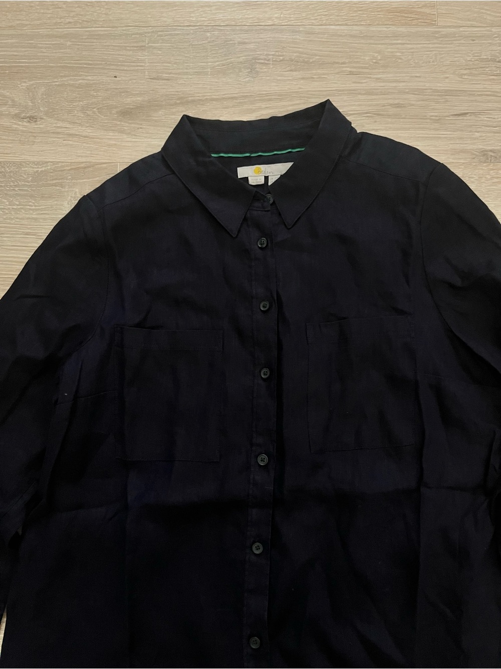 Boden Women’s Navy Button-Down Long Sleeve Shirt 100% Linen - Size 6 - Picture 2 of 6